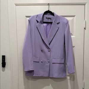 Boohoo Lavender Double-Breasted Blazer